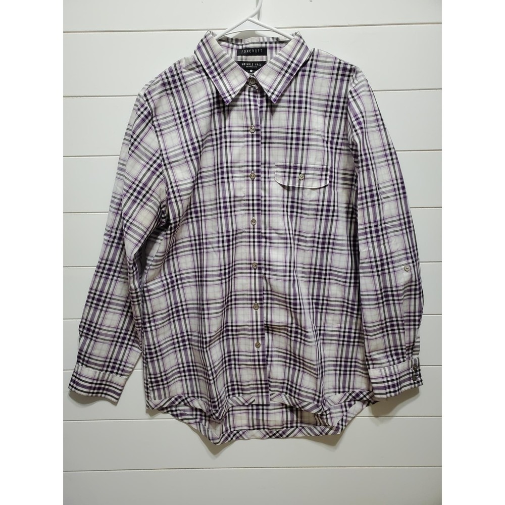 Foxcroft womens size 14 wrinkle free shaped fit button up blouse cotton shirt
